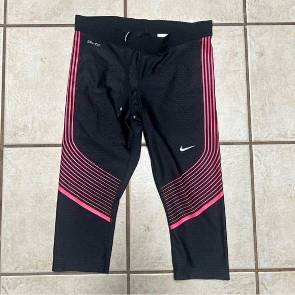 Nike Women's Dri-Fit Power Speed Training Running Tights Size Medium Cropped - Picture 2 of 7